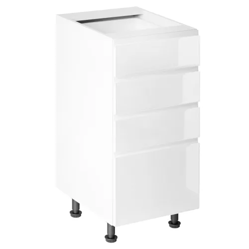 Alsószekrény, fehér/fehér extra magasfényű HG, AURORA D40S4