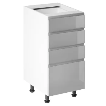   Alsószekrény, fehér/szürke extra magasfényű HG, AURORA D40S4
