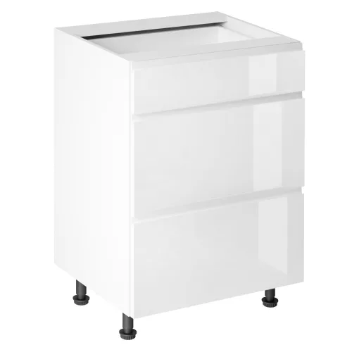 Alsószekrény, fehér/fehér extra magasfényű HG, AURORA D60S3