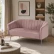 Design kétszemélyes kanapé, rózsaszín Velvet szövet/króm-ezüst, BAGY
