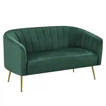   Design kétszemélyes kanapé, sötétzöld Velvet szövet/gold króm-arany, BAGY