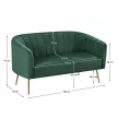 Design kétszemélyes kanapé, sötétzöld Velvet szövet/gold króm-arany, BAGY