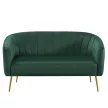 Design kétszemélyes kanapé, sötétzöld Velvet szövet/gold króm-arany, BAGY