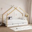 Montessori ágy, fehér/barna, 90x200, TARA