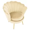 Art-deco stílusú fotel, bézs Velvet szövet/gold arany króm, NOBLEO