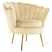 Art-deco stílusú fotel, bézs Velvet szövet/gold arany króm, NOBLEO