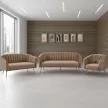 Design 3-as ülés kanapé, barna bársony szövet/arany króm-arany, BAGY