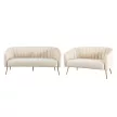 Design 3-as ülés kanapé, bézs Velvet szövet/gold króm-arany, BAGY