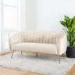 Design 3-as ülés kanapé, bézs Velvet szövet/gold króm-arany, BAGY
