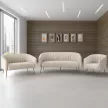 Design 3-as ülés kanapé, bézs Velvet szövet/gold króm-arany, BAGY