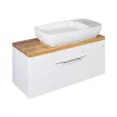 TMP MOON 90 cm fehér - natúr dió - fali fürdőszobabútor - mosdó nélkül - Top Counter mosdókhoz