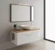 TMP MOON 90 cm fehér - natúr dió - fali fürdőszobabútor - mosdó nélkül - Top Counter mosdókhoz
