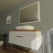 TMP MOON 90 cm fehér - natúr dió - fali fürdőszobabútor - mosdó nélkül - Top Counter mosdókhoz
