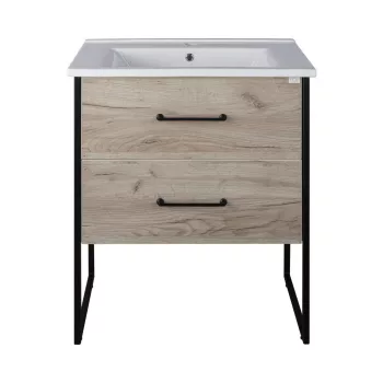   TMP IRON 75 álló fürdőszobabútor - Lava porcelán mosdóval - 76 x 46 cm