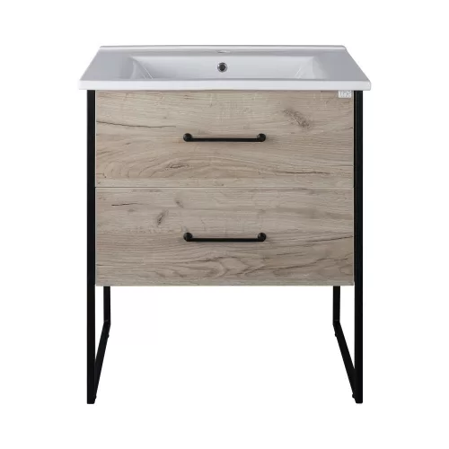 TMP IRON 75 álló fürdőszobabútor - Lava porcelán mosdóval - 76 x 46 cm