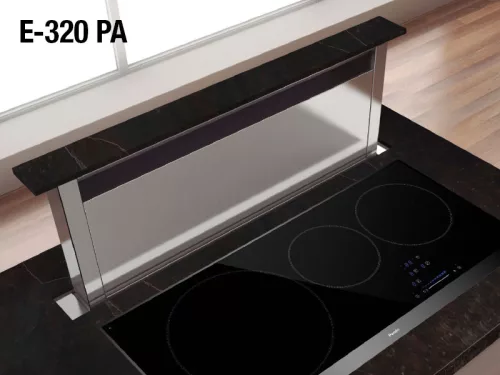 Pando E-320/90 PANELABLE pultból kiemelkedő páraelszívó, érintőszenzor, fekete üveg, V.950