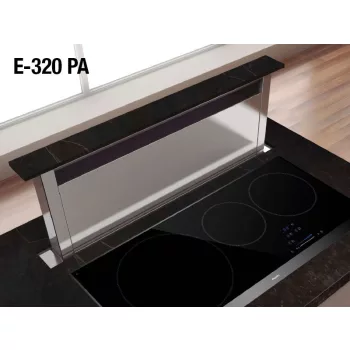   Pando E-320/90 PANELABLE pultból kiemelkedő páraelszívó, távirányító, fekete üv., V.950