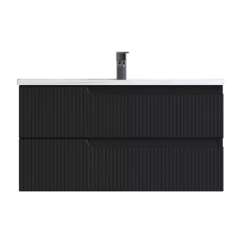   Piramida EURIDIKA fali fürdőszobabútor - műmárvány mosdóval -2 fiókos -PINO FEKETE-100 x 48 x 53 cm