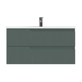   Piramida EURIDIKA fali fürdőszobabútor - műmárvány mosdóval -2 fiókos - PINO ZÖLD - 100 x 48 x 53 cm