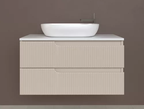 Piramida EURIDIKA fali fürdőszobabútor-mosdópult mosdó nélkül -2 fiókos-PINO BÉZS - 98 x 48 x 53 cm