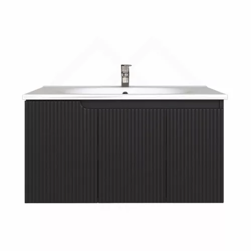 Piramida EURIDIKA fali fürdőszobabútor - műmárvány mosdóval -3 ajtós - PINO FEKETE- 100 x 48 x 53 cm