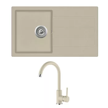   EVIDO EASY 45 S gránit mosogató, 760 x 440 mm, bézs + EVIDO LANA II csaptelep, bézs