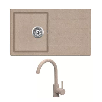   EVIDO EASY 45 S gránit mosogató, 760 x 440 mm, avena + EVIDO LANA csaptelep, avena