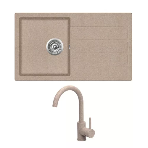 EVIDO EASY 45 S gránit mosogató, 760 x 440 mm, avena + EVIDO LANA csaptelep, avena
