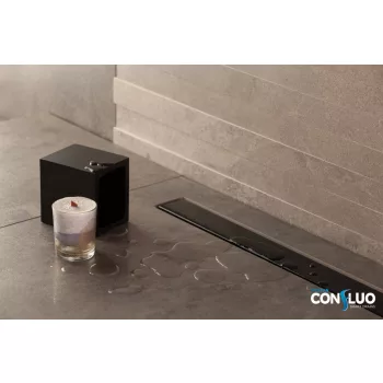   Pestan zuhanyfolyóka Confluo Frameless Line - keret nélküli - FEKETE üveg - 55 cm