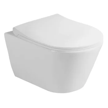   Sanovit SLIM AVVA fali WC + Brilla SLIM L ülőke - perem nélküli - rövid - 49 cm