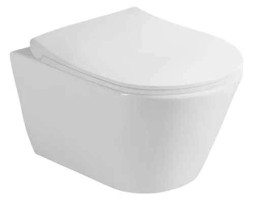 Sanovit SLIM AVVA fali WC + Brilla SLIM L ülőke - perem nélküli - rövid - 49 cm