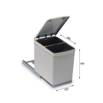 ALBIO 10 2X7,5L-es  beépíthető hulladéktároló ALVEUS