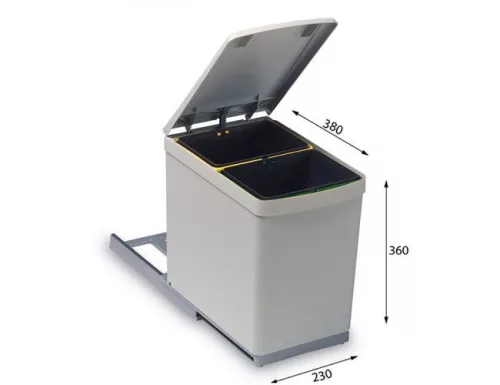 ALBIO 10 2X7,5L-es  beépíthető hulladéktároló ALVEUS