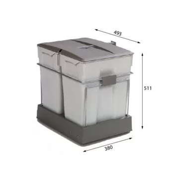 ALBIO 40 2x30L-es beépíthető hulladéktároló ALVEUS