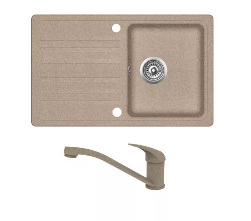 EVIDO HOME 45 S gránit mosogató, 765 x 460 mm, avena + EVIDO PINGUIN álló gránit csaptelep, avena