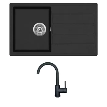   EVIDO EASY 45 S gránit mosogató, 760 x 440 mm, antracit + EVIDO LANA csaptelep, fekete