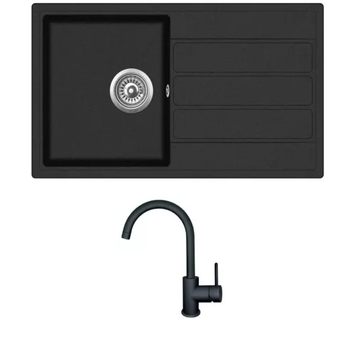 EVIDO EASY 45 S gránit mosogató, 760 x 440 mm, antracit + EVIDO LANA csaptelep, fekete