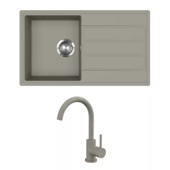   EVIDO EASY 45 S gránit mosogató, 760 x 440 mm, platina + EVIDO LANA csaptelep, platina