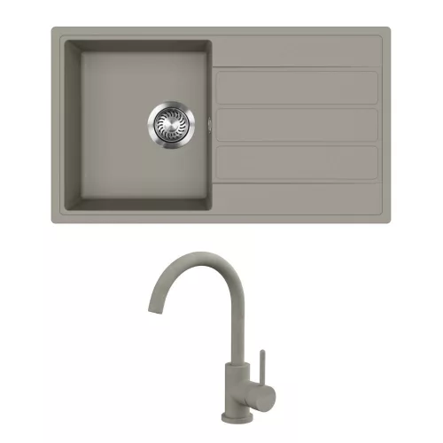 EVIDO EASY 45 S gránit mosogató, 760 x 440 mm, platina + EVIDO LANA csaptelep, platina