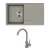 EVIDO EASY 45 S gránit mosogató, 760 x 440 mm, platina + EVIDO LANA csaptelep, platina