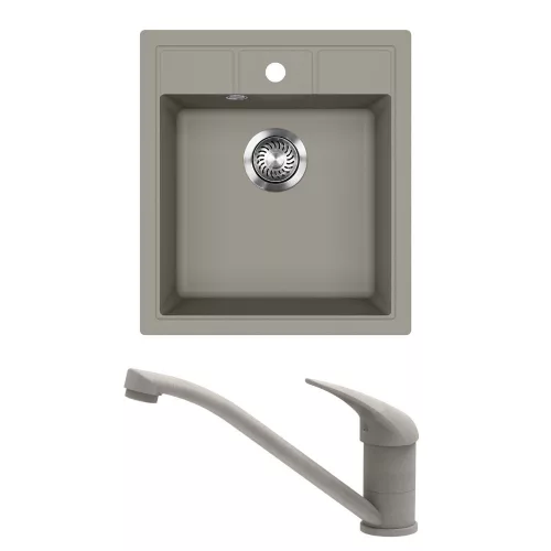 EVIDO EASY 45 gránit mosogató, 460 x 515 mm, platina + EVIDO PINGUIN csaptelep, platina