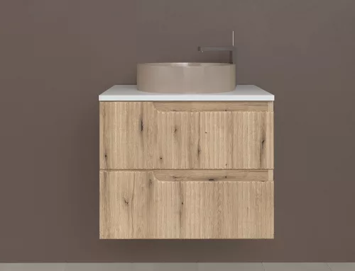 Piramida EURIDIKA fali fürdőszobabútor - mosdópult mosdó nélkül -2 fiókos - PINO TÖLGY- 64x48x53 cm