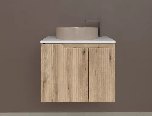 Piramida EURIDIKA fali fürdőszobabútor - mosdópult mosdó nélkül -2 ajtós -PINO TÖLGY-64 x 48 x 53 cm