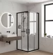Viva AQUA Max Zuhanykabin SZÖGLETES FEKETE Profil - 6 mm víztiszta üveg - 80 x 80 x 190 cm