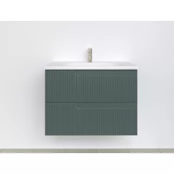   Piramida EURIDIKA fali fürdőszobabútor - műmárvány mosdóval -2 fiókos - PINO ZÖLD - 75 x 48 x 53 cm