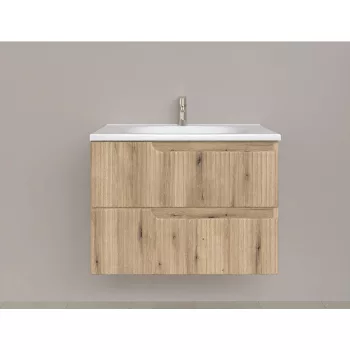   Piramida EURIDIKA fali fürdőszobabútor - műmárvány mosdóval -2 fiókos - PINO TÖLGY - 75 x 48 x 53 cm