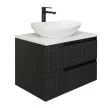 Piramida EURIDIKA fali fürdőszobabútor - mosdópult mosdó nélkül-2 fiókos-PINO FEKETE-74 x 48 x 53 cm