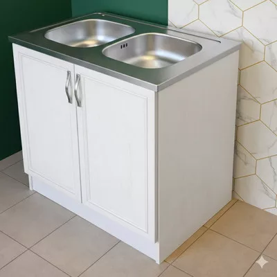 800x500 PLUSZ 2 med Komplett nyílóajtós ANDERSEN fenyőfront FEHÉR korpusz mosogatószekrény SICILIA