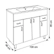 VivaStyle EKONOMIK PLUS 100 lábon álló fürdőszobabútor Sanovit ATRIA 9100 mosdóval - 101 x 45,5 cm