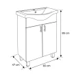 VivaStyle EKONOMIK 65 lábon álló 2 ajtós fürdőszobabútor Sanovit ALBATROS 10065 mosdóval 64,5x46,5